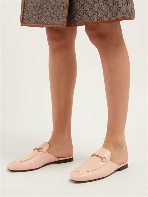 gucci princetown leather slipper pink|Gucci princetown leather flat mules.